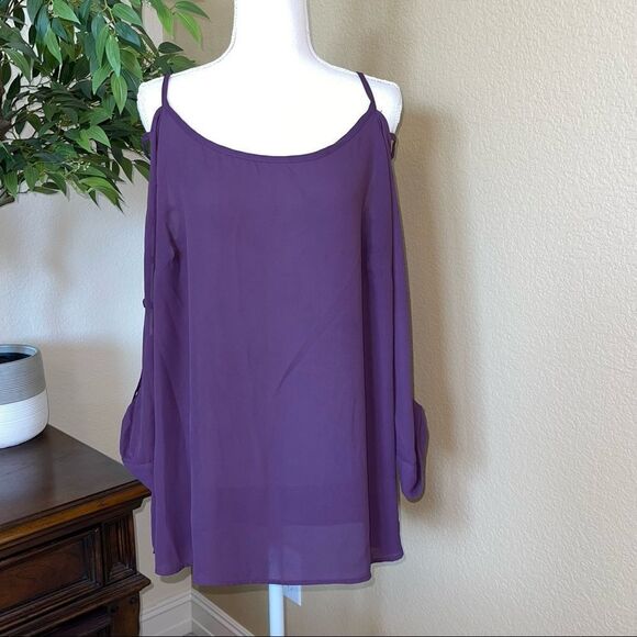 Torrid Purple Lattice Sleeve Cut Out Blouse Top Shirt 1X - Picture 1 of 3